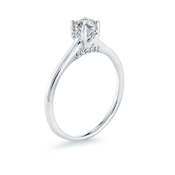 Bague solitaire, or blanc 14 carats, 84 points de diamant de laboratoire total, VS/F