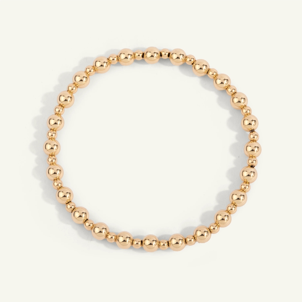 Bracelet extensible, métal doublé d'or 14 carats, 3 et 5 millimètres