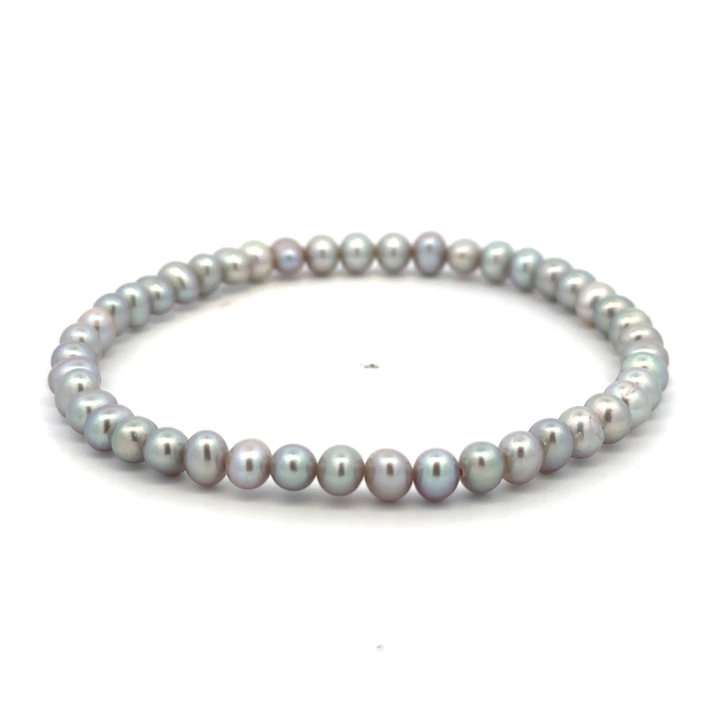 Bracelet extensible, perles d'eau douce grises - BOX5-EX-4-GRIS - Exclusivités