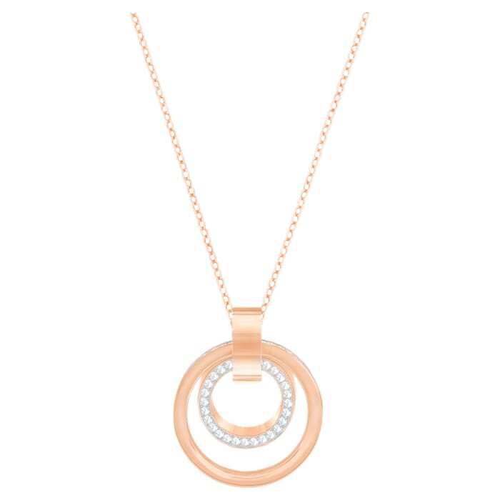 Pendentif hollow, blanc, métal doré rose Pendentif hollow, blanc, métal doré rose