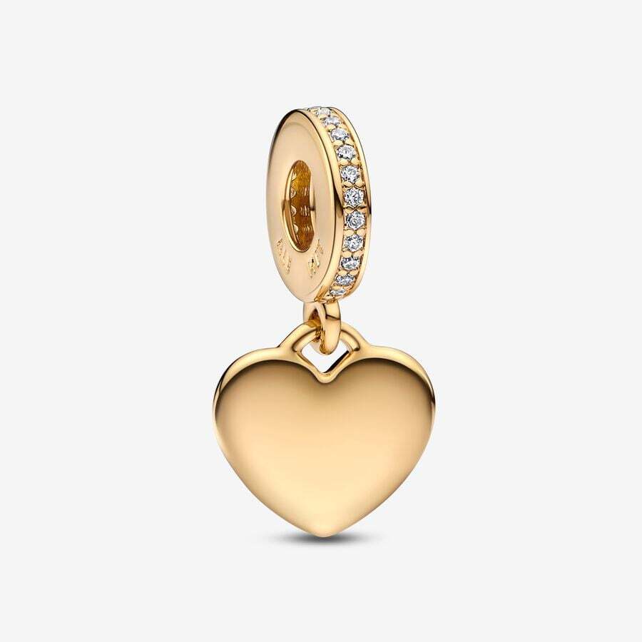 Bille pendentif médaille, cœur, zircons, pandora shine.