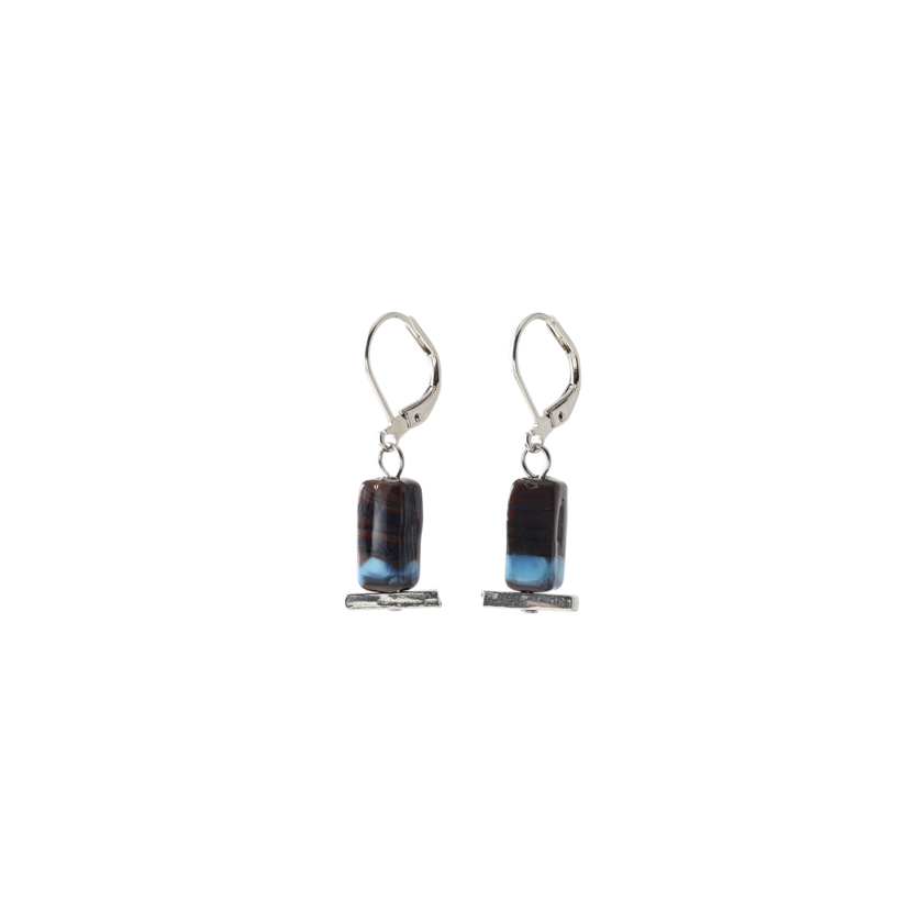 Boucles d'oreilles pendantes étain, verre - CLEMENT-OCEAN - Anne-marie Chagnon