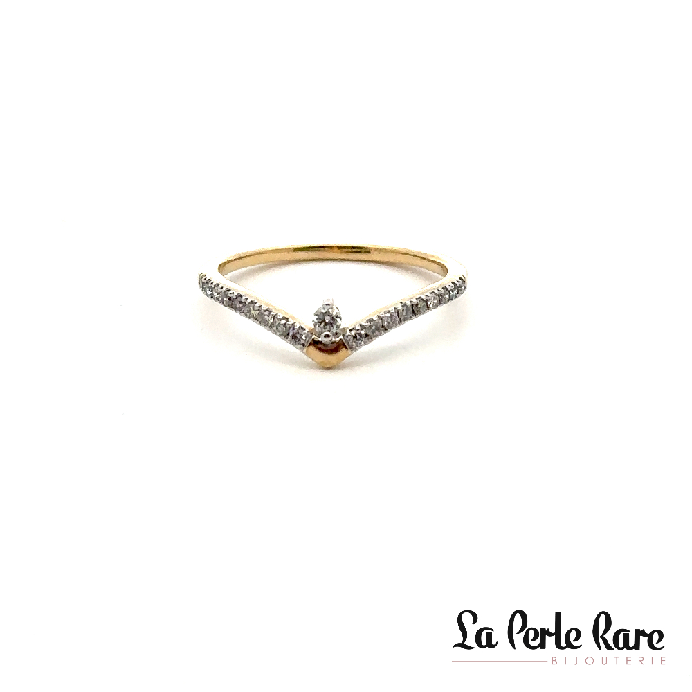 Bague chevron, or jaune 10 carats, 15 points de diamants total - SKR42970-15NJ - Exclusivités