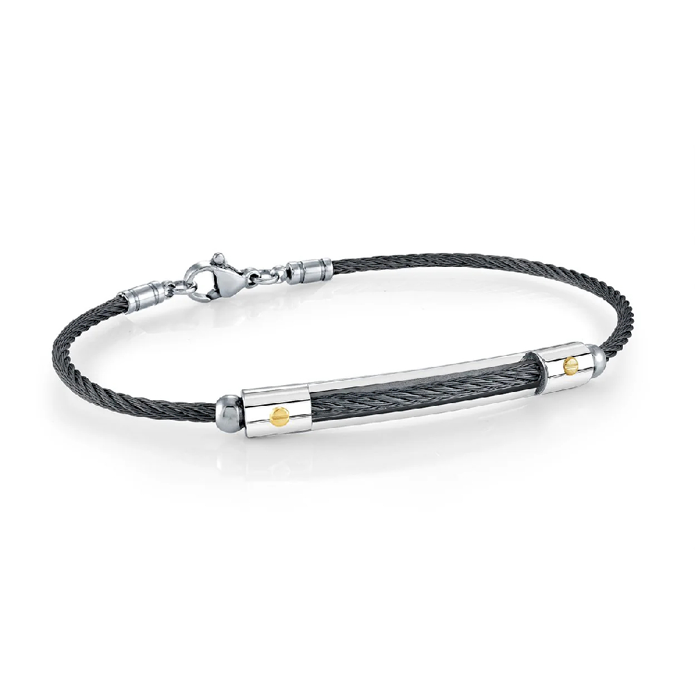 Bracelet acier inoxydable 3 tons (noir/blanc/jaune) - SMBG186 - Italgem Steel