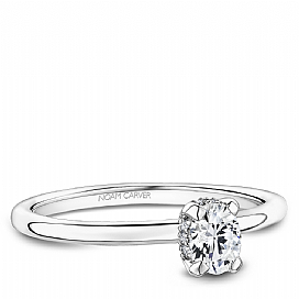 Bague or blanc 36 pts dia tot - S286-02A - Crown Ring