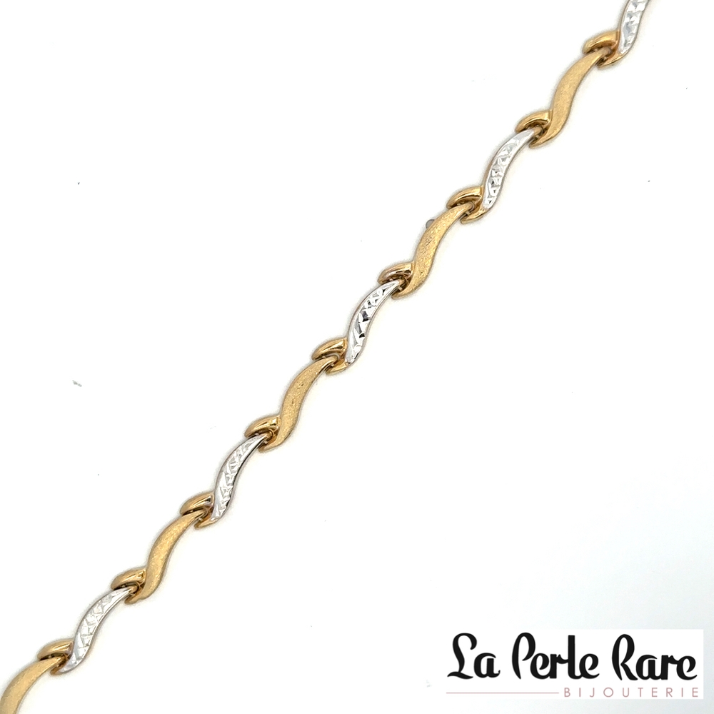 Bracelet or 2 tons (jaune et blanc) 10 carats - LPR-2842-7 - Exclusivités