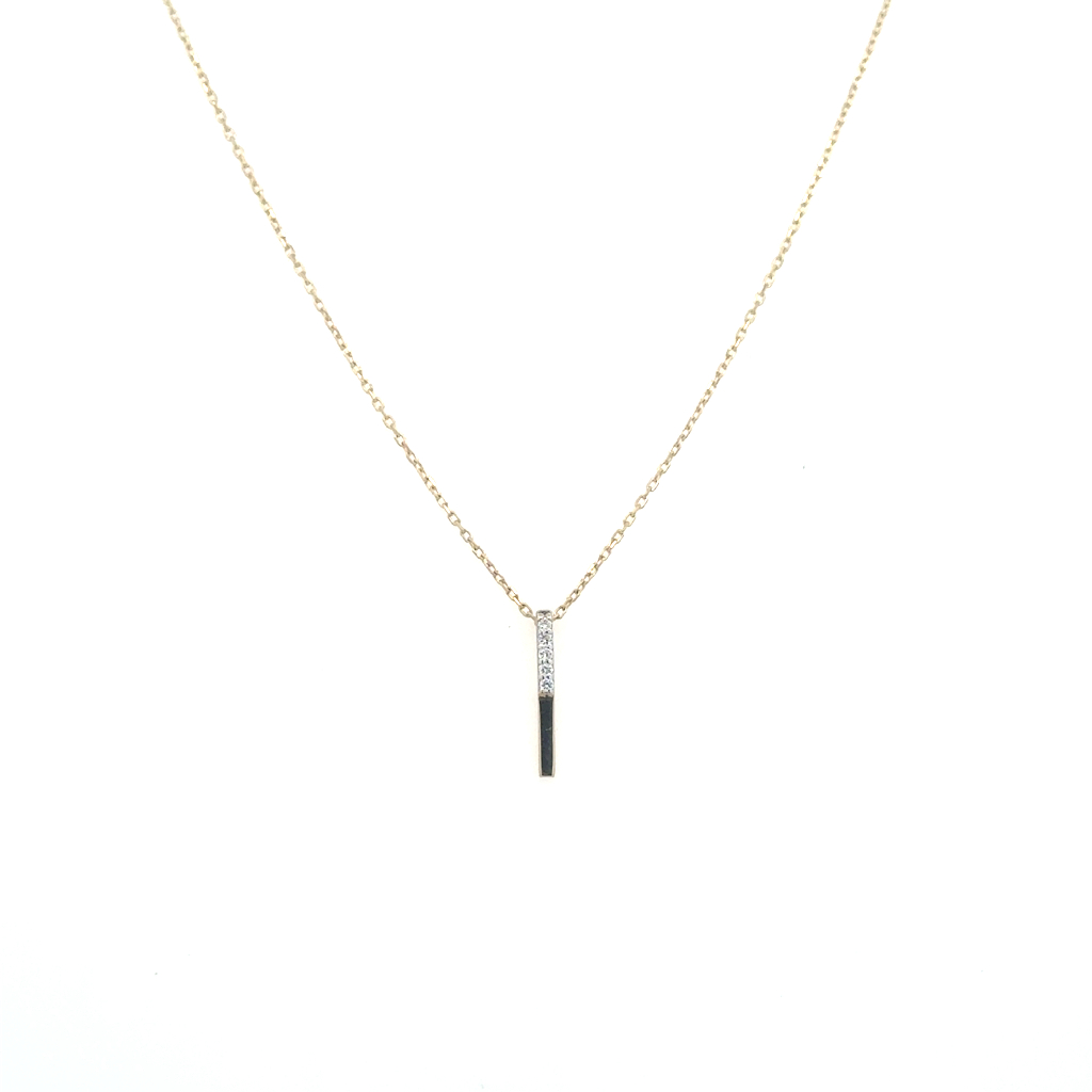 Collier or jaune 14 carats, 2 points de diamant total, SI/FG