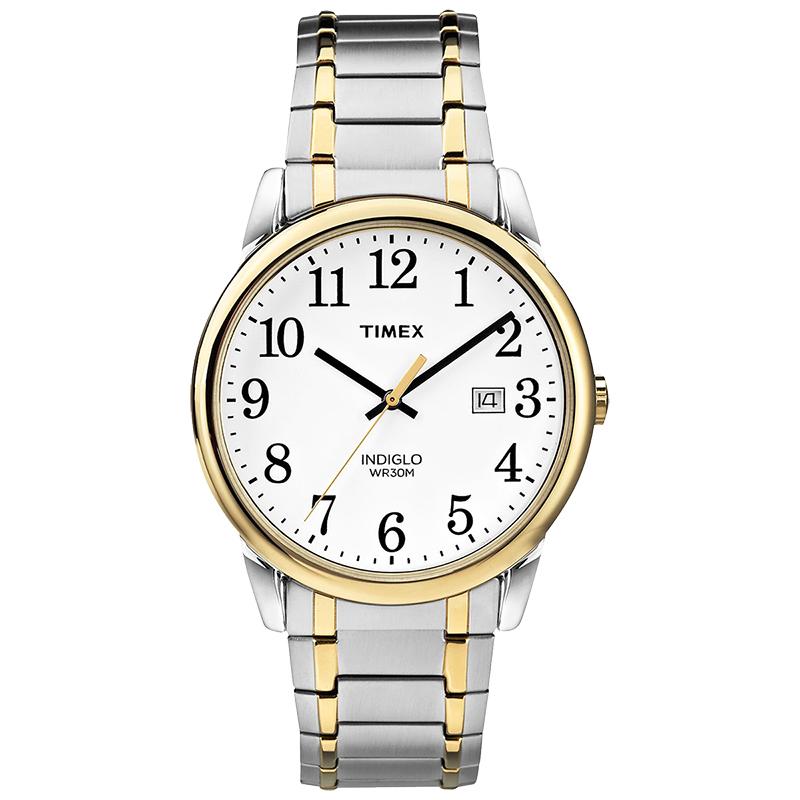 Montre extensible métal 2 tons (blanc/jaune), fond blanc - TW2P81400GP - Timex