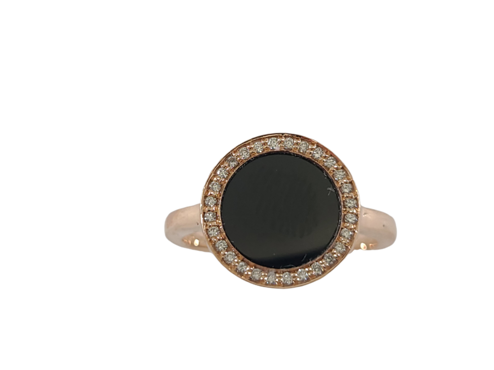 Bague or rose, onyx, 9 pts dia tot - ANP4264-ON - Exclusivités