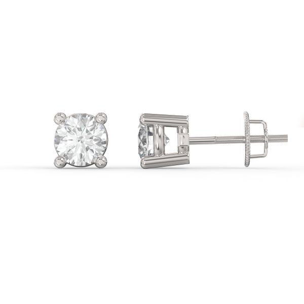 Boucles d'oreills fixes vissées or blanc 14 carats, 34 points de diamant de laboratoire total, VS certificat - S-022EW-33 - Malo