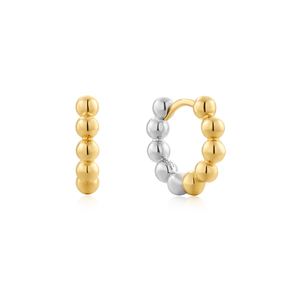 Anneaux de type huggies argent 2 tons (jaune/blanc) - E060-04T - Ania Haie