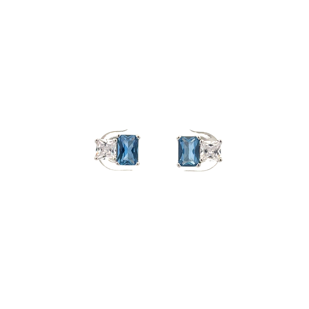 Boucles d'oreilles fixes argent rhodié, zircons bleus - FFB06 - Brosway Italia
