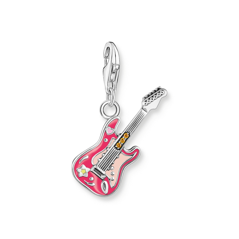 Charm guitare électrique, argent, émail coloré, zircons oranges - 2220-691-7 - Thomas Sabo