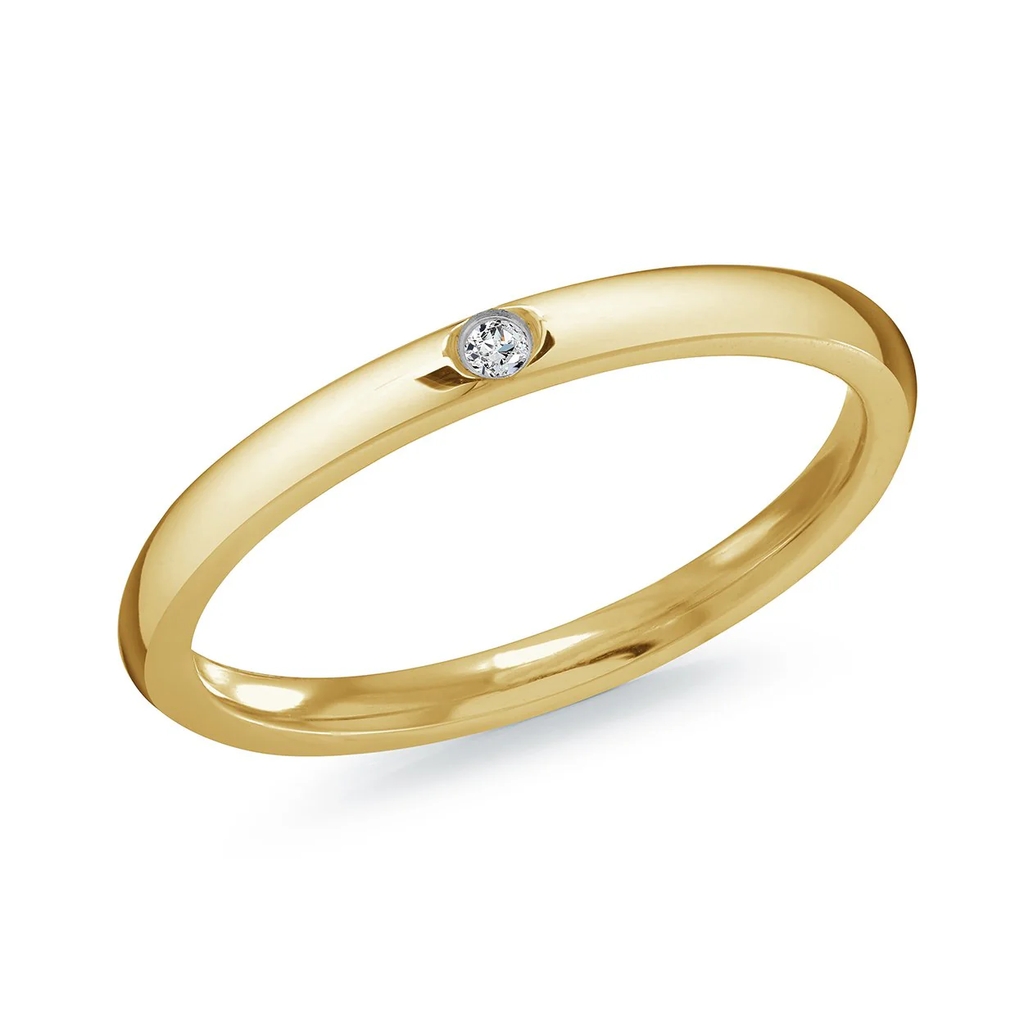 Jonc acier inoxydable doré, zircon incolore - SWR11-6 - Italgem Steel