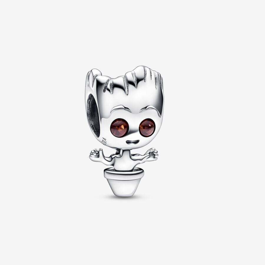 Bille Marvel, bébé Groot, argent, cristaux bruns - 792554C01 - Pandora