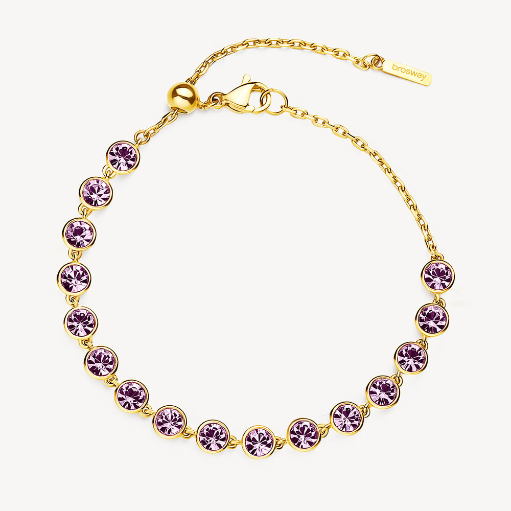 Bracelet symphonie, acier doré, cristaux mauves - BYM155 - Brosway Italia