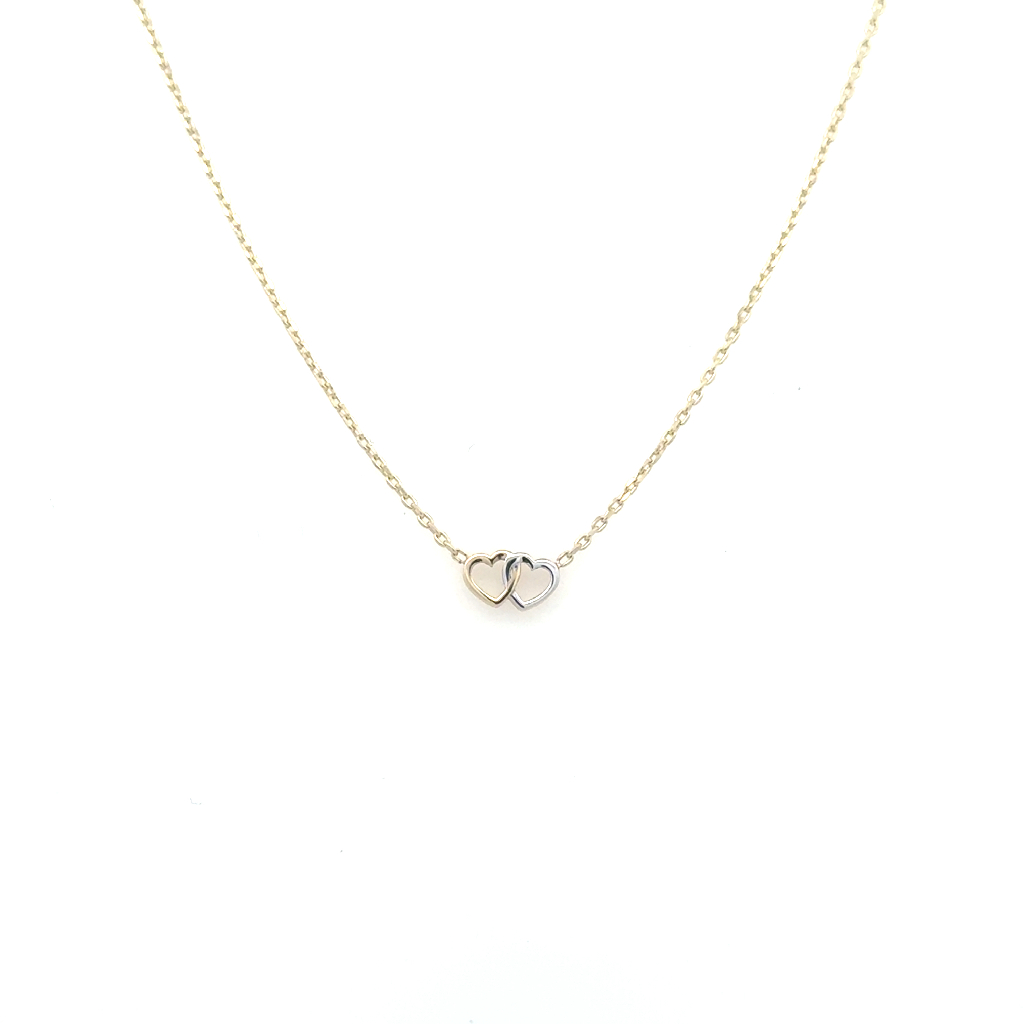 Collier coeurs, or 2 tons (jaune et blanc) 10 carats Collier coeurs, or 2 tons (jaune et blanc) 10 carats