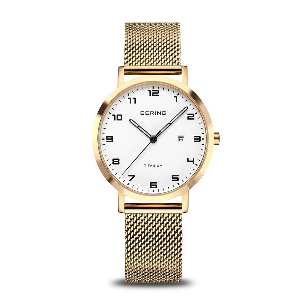 Montre titane doré, fond blanc - 18634-334 - Bering