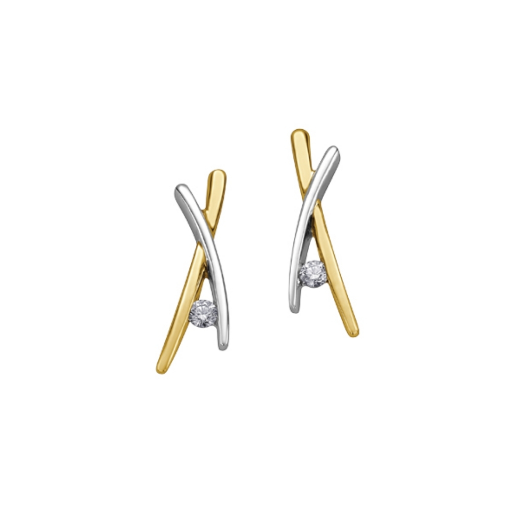 Boucles d’oreilles deux tons avec 16 points de diamants certifiés - AM255YW - Corona
