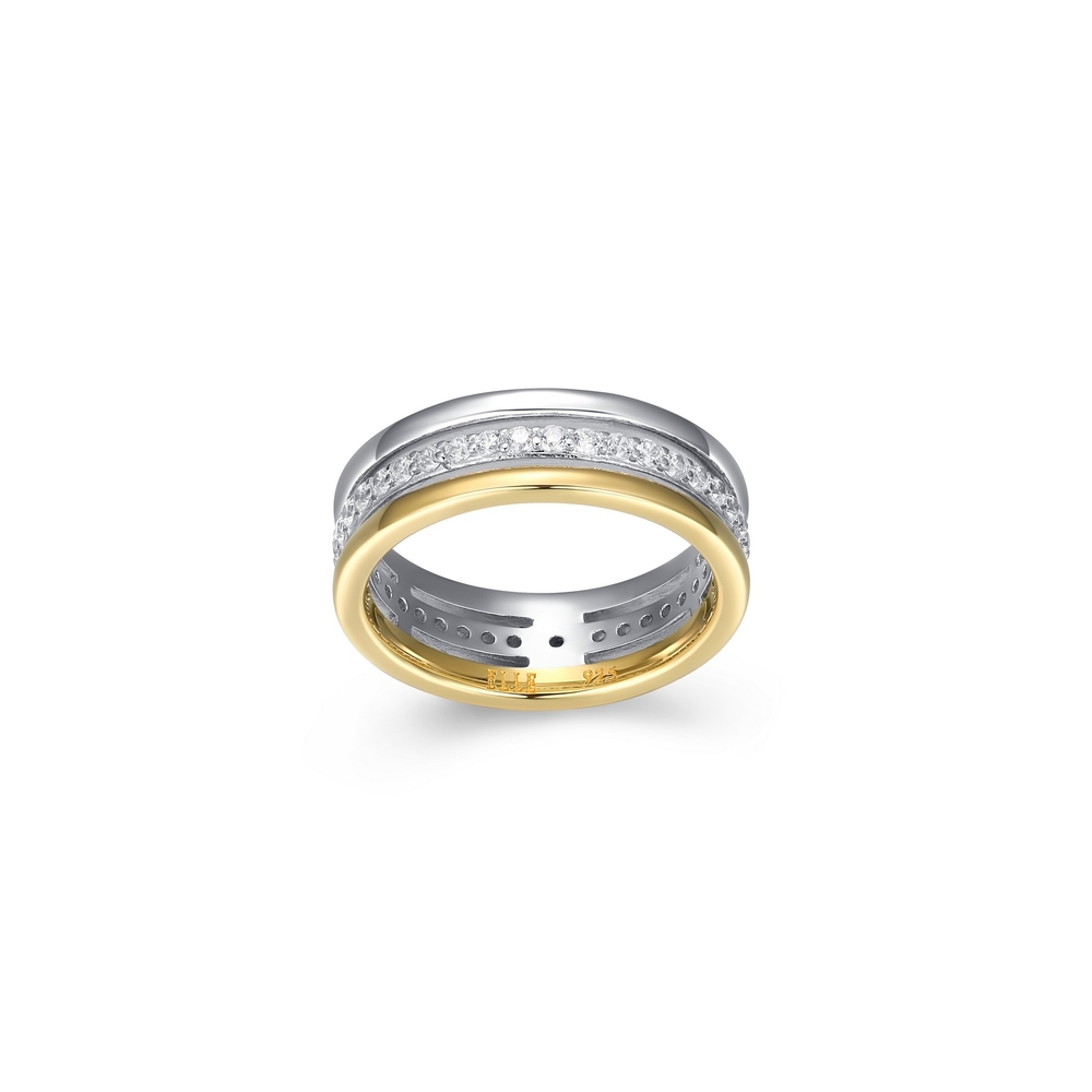 Bague argent 2 tons (blanc/jaune), zircons - R4LAGV00A8 - Elle