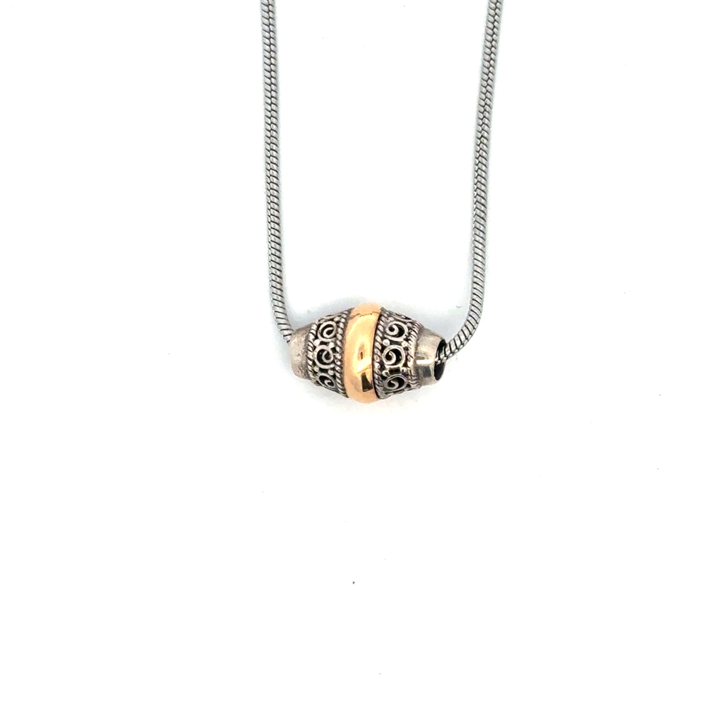 Pendentif de Bali en argent sterling et or jaune 18 carats, 8.5 mm, 13 mm