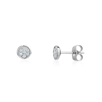 Boucles d'oreilles fixes rondes, acier inoxydable, zircons incolores - ZW-E19-W - Arz Steel