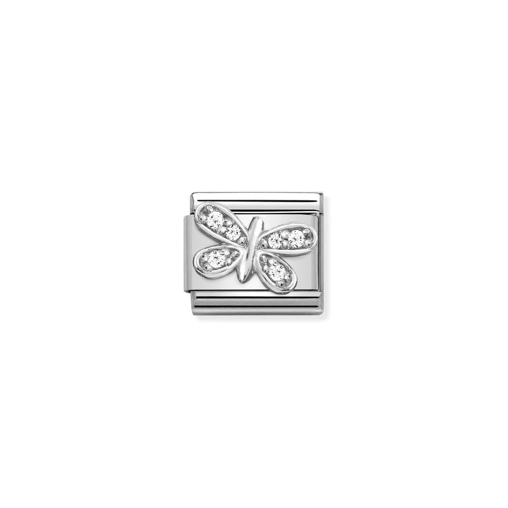Maille classique papillon, acier inoxydable, argent, zircons incolores - 33030435 - NOMINATION