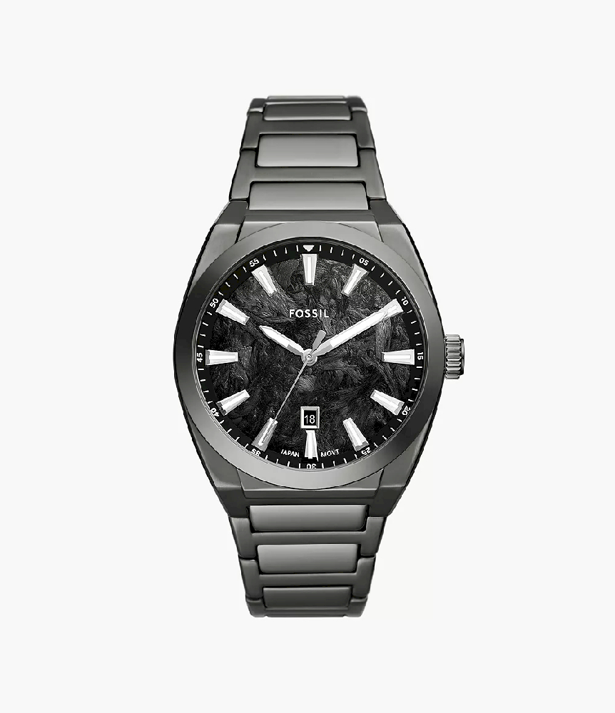 Montre acier inoxydable anthracite, fond nacré noir - FS6075 - Fossil