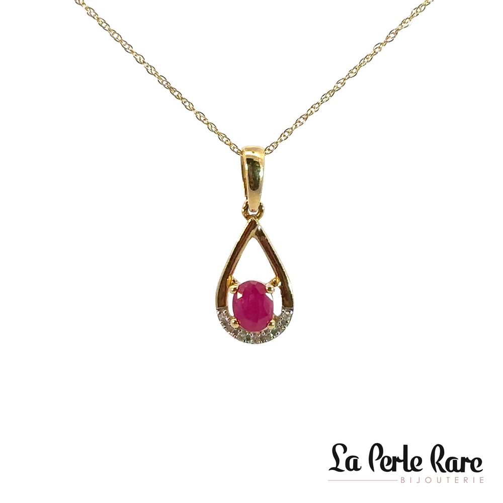 Pendentif rubis et 2 points diamants - SKS21800RUP - Sk Diamonds