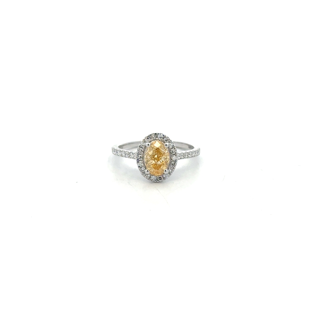 Alliance en or blanc 10 carats avec 130 points de diamants de laboratoire au total, certificat