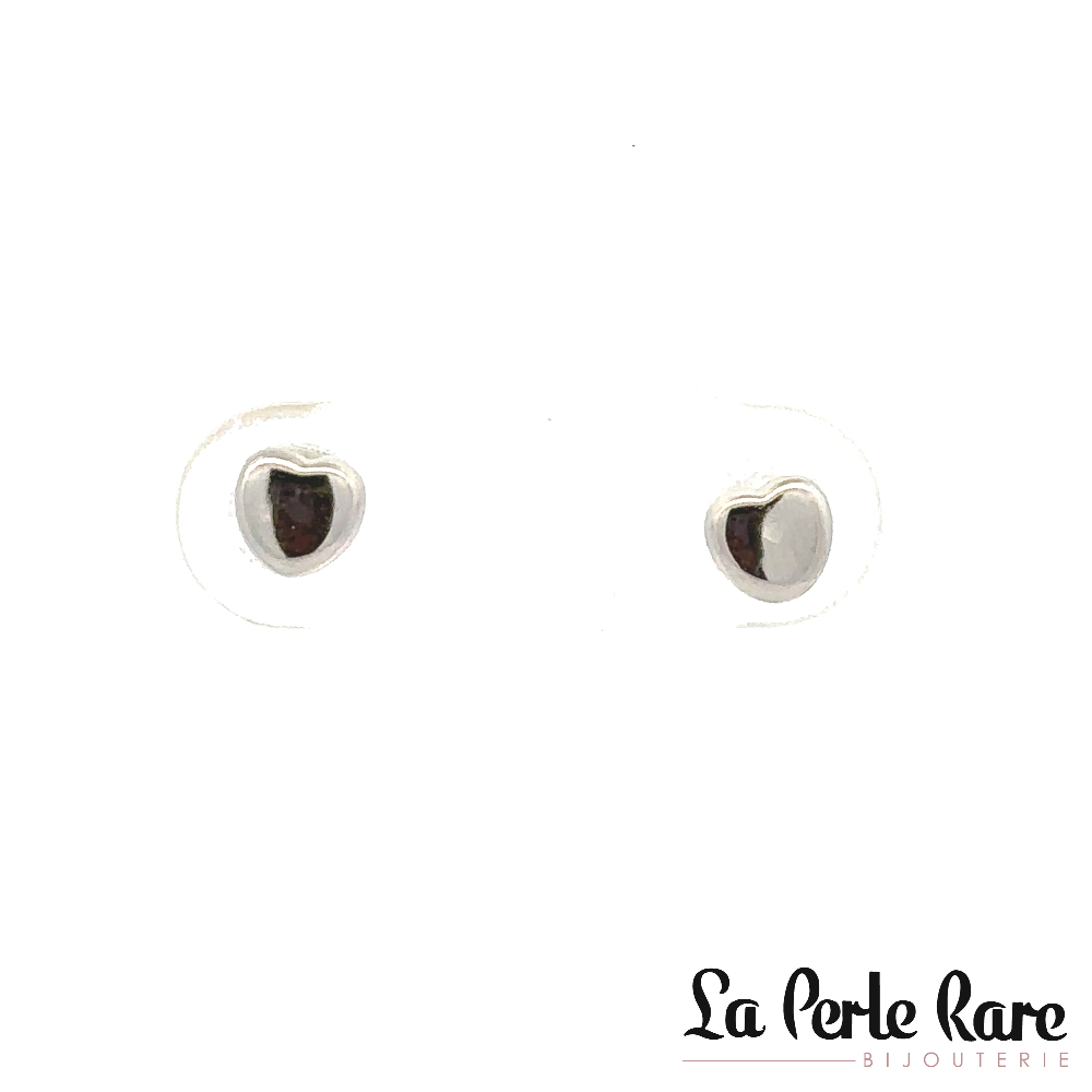 Boucles d'oreilles fixes vissées coeurs, or blanc 10 carats - 3823-1B - Exclusivités