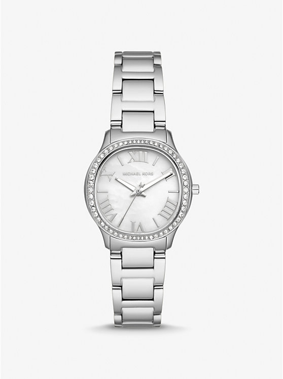 Montre acier inoxydable, fond nacré, zircons incolores - MK4824 - Michael Kors