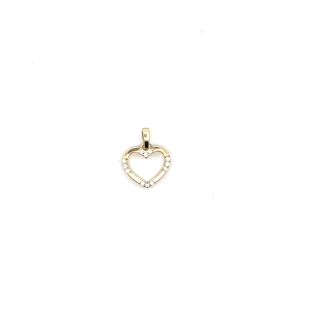 Pendentif coeur, or jaune 10 carats. zircons incolores - POZ-1213-J - Exclusivités