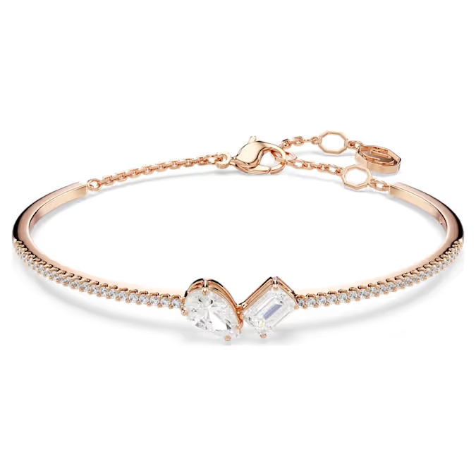 Bracelet rigide, métal finition rosé, cristaux incolores - 5734247 - Swarovski