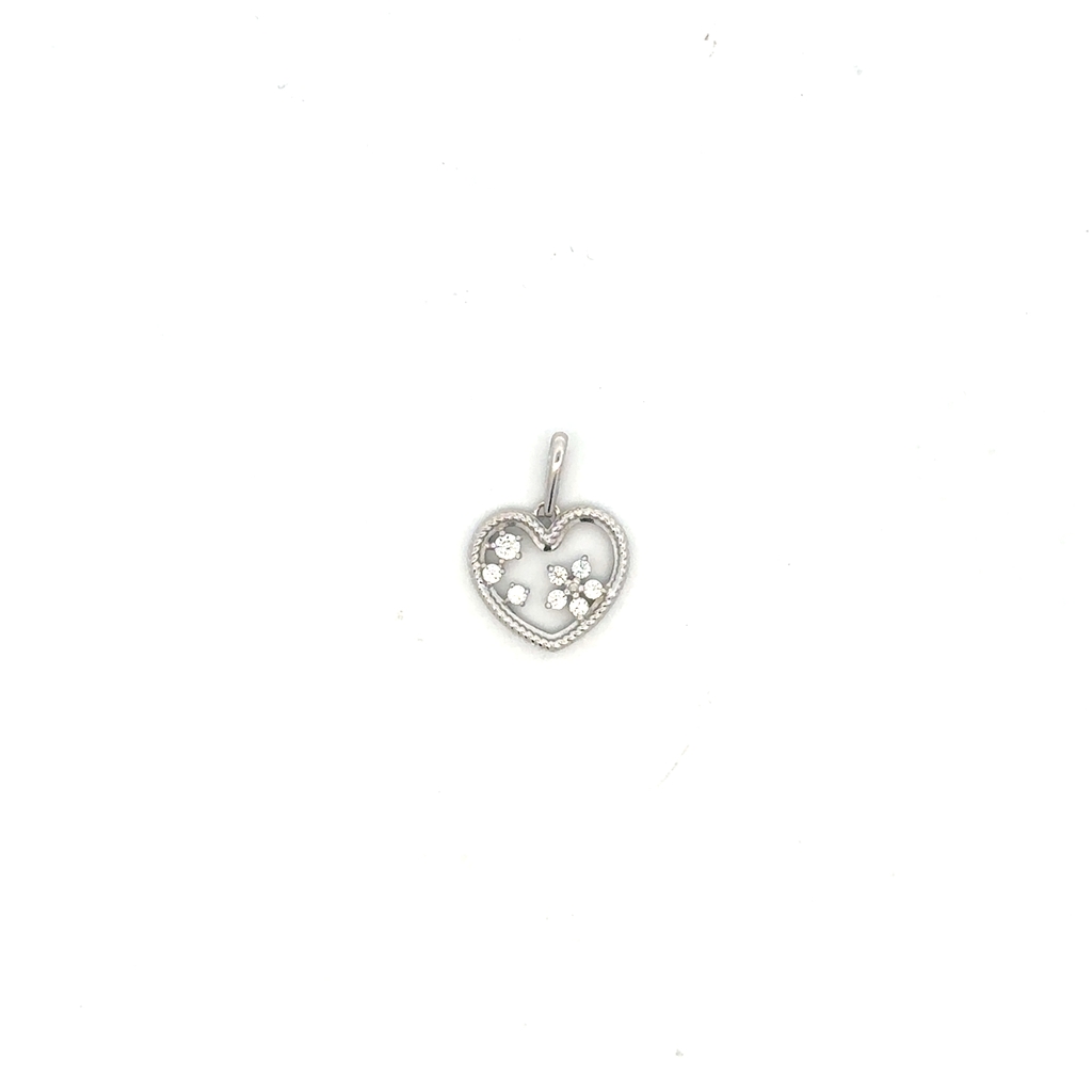 Pendentif coeur, or blanc 10 carats, zircons incolores - CG49617B - Pure Romance