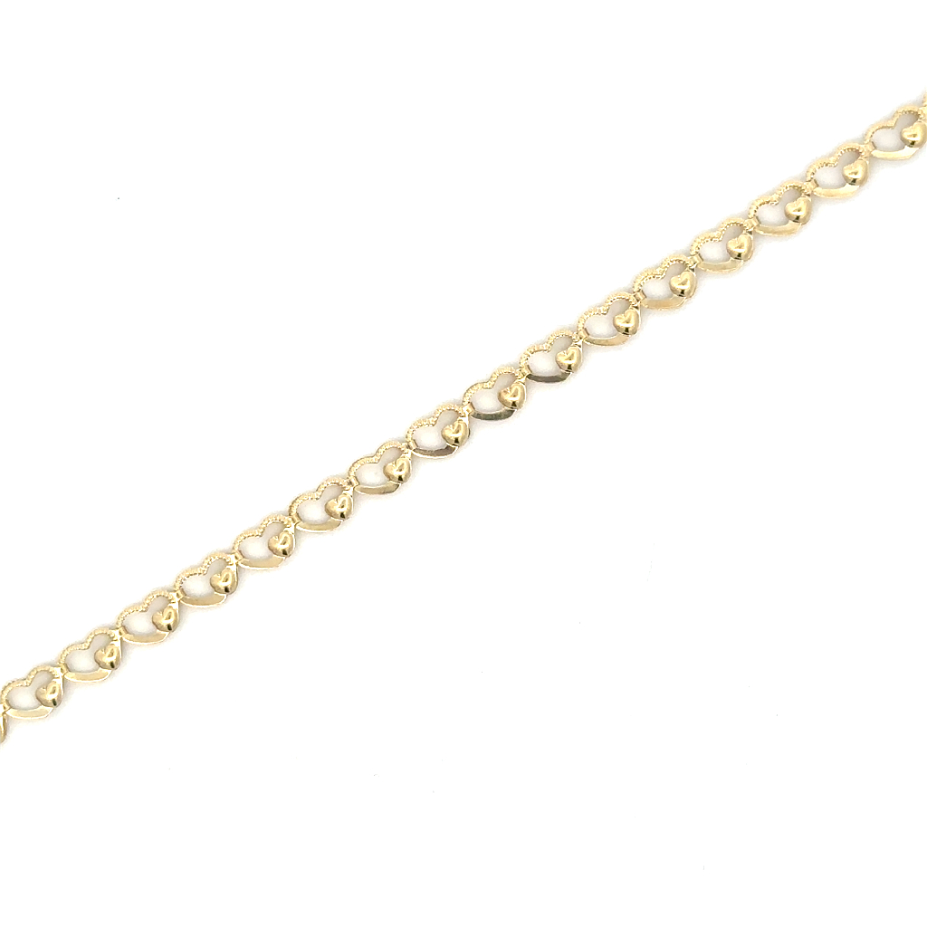 Bracelet coeurs, or jaune 10 carats - BP76-10492-J - Exclusivités