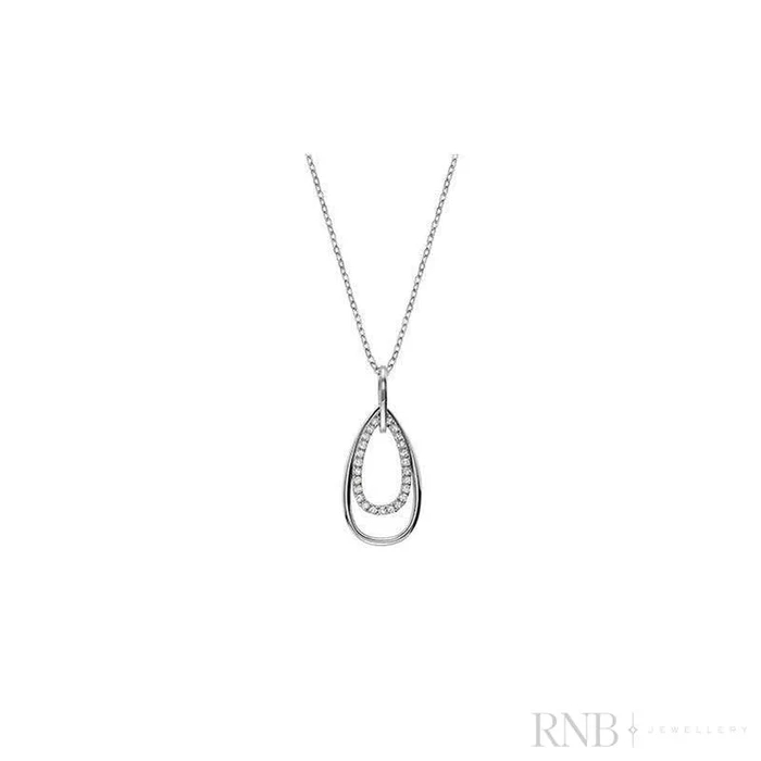 Pendentif or blanc 10 carats, 10 points de diamant total - 09-0410SE1 - Rnb