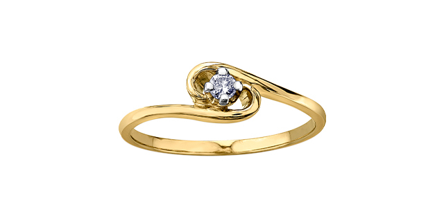 Bague or jaune 10 carats, 6 points de diamant canadien total, certificat - L51314-Y - Libman