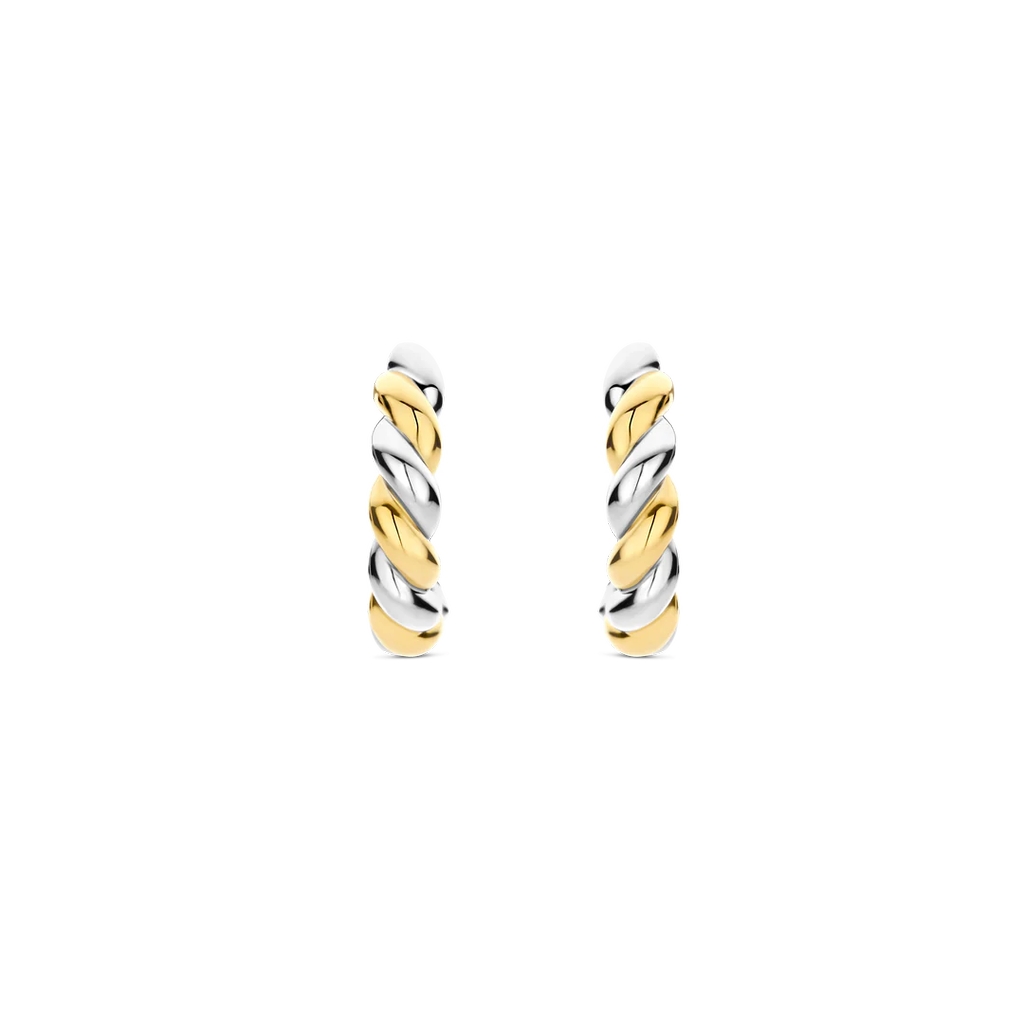 Anneaux de type huggies argent 2 tons (blanc et jaune) - 78021SY - Ti Sento