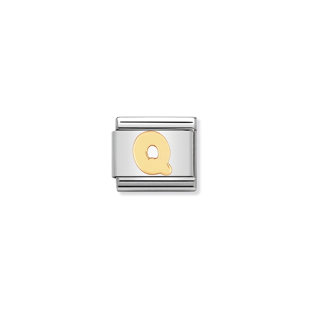 Maille classique lettre Q, acier inoxydable, finition or jaune 18 carats - 03010117 - NOMINATION