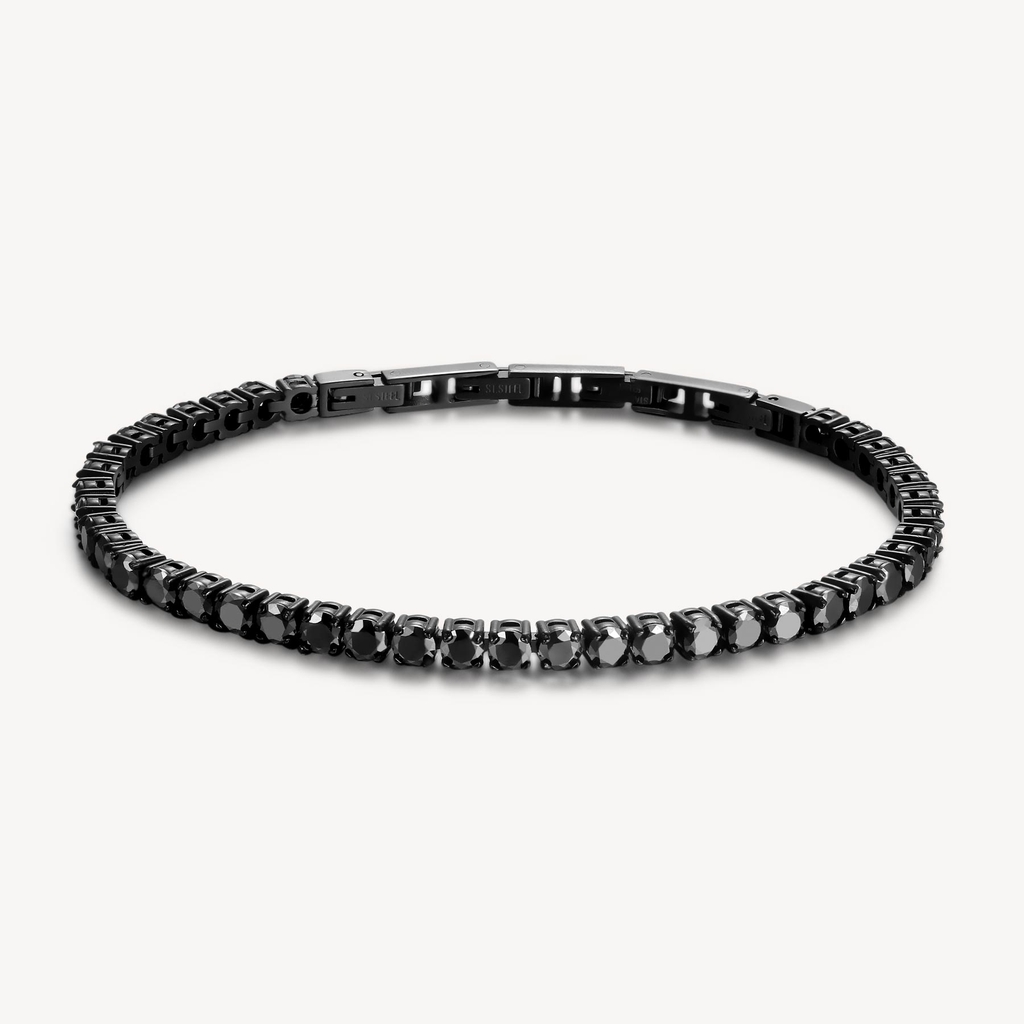 Bracelet tennis, acier inoxydable finition noir, zircons noirs - BVD12 - Brosway Italia