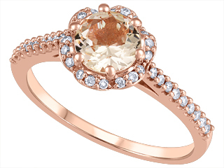 Bague or rose morganite 16 pts dia tot - JVJ3317MRG - Beverly Hills