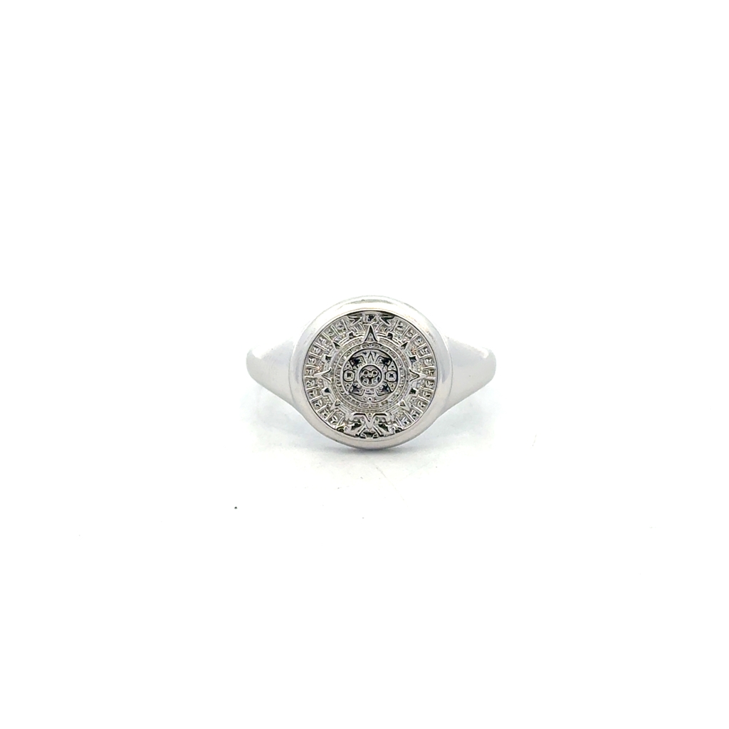 Bague chevalière texturée, argent rhodié