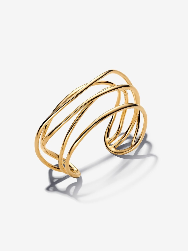 Bracelet rigide ouvert large, métal unique plaqué d'or 14 carats - 563867C00-2 - Pandora