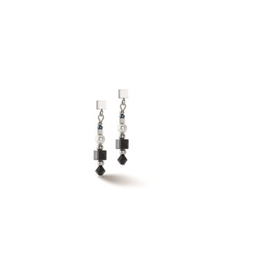 Boucles d'oreilles pendantes acier inoxydable, perles d'eau douce, verre, cristaux - 4355-21-1317 - Coeur De Lion