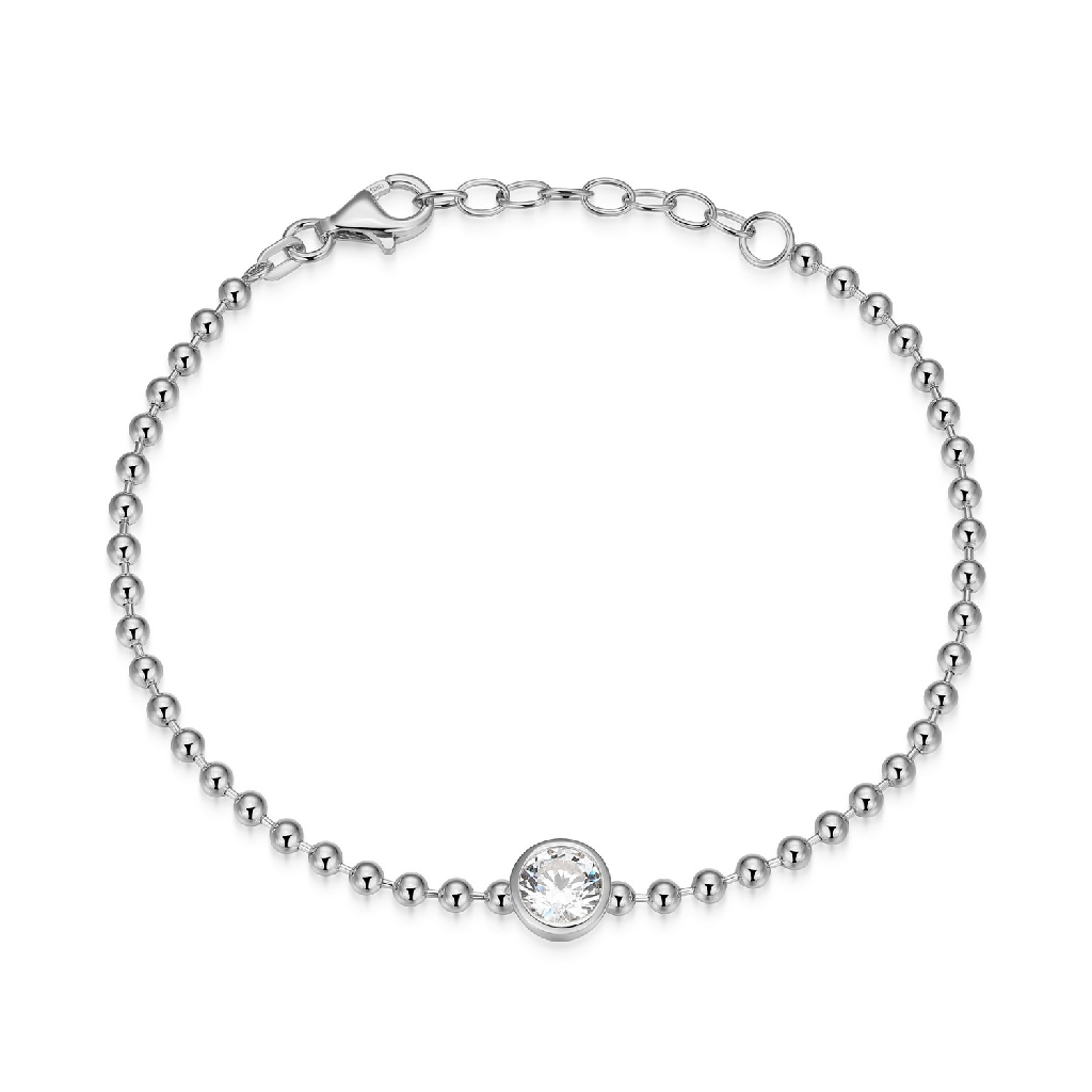 Bracelet argent, zircon incolore