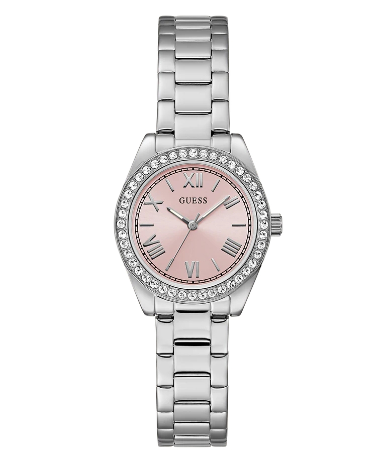 Montre acier inoxydable, zircons, fond rose - GW0841L4 - Guess