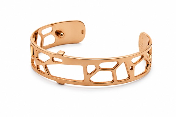 Bracelet rigide, laiton rosé, 12 mm + lanière
