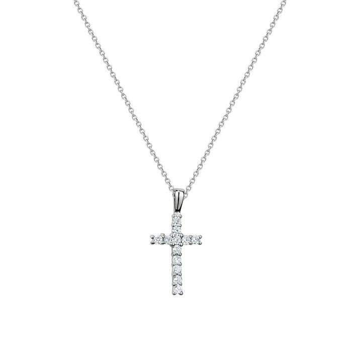 Pendentif croix, argent, zircons incolores - N4735 - Création Gl