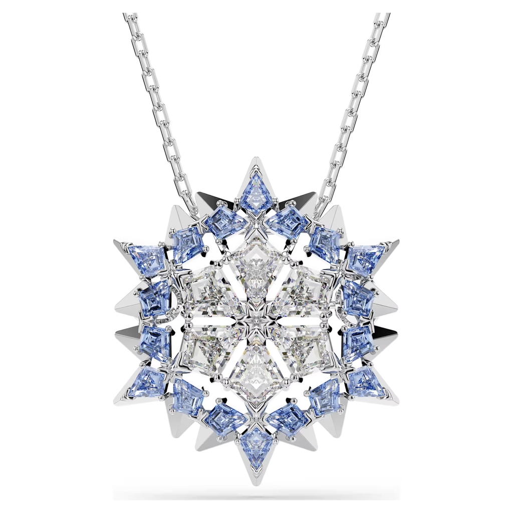 Pendentif flocon de neige, métal rhodié, cristaux bleus et blancs - 5737619 - Swarovski
